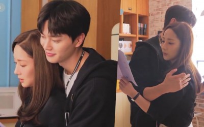 Watch: Park Min Young And Song Kang Playfully Practice Hugging While Filming “Forecasting Love And Weather”