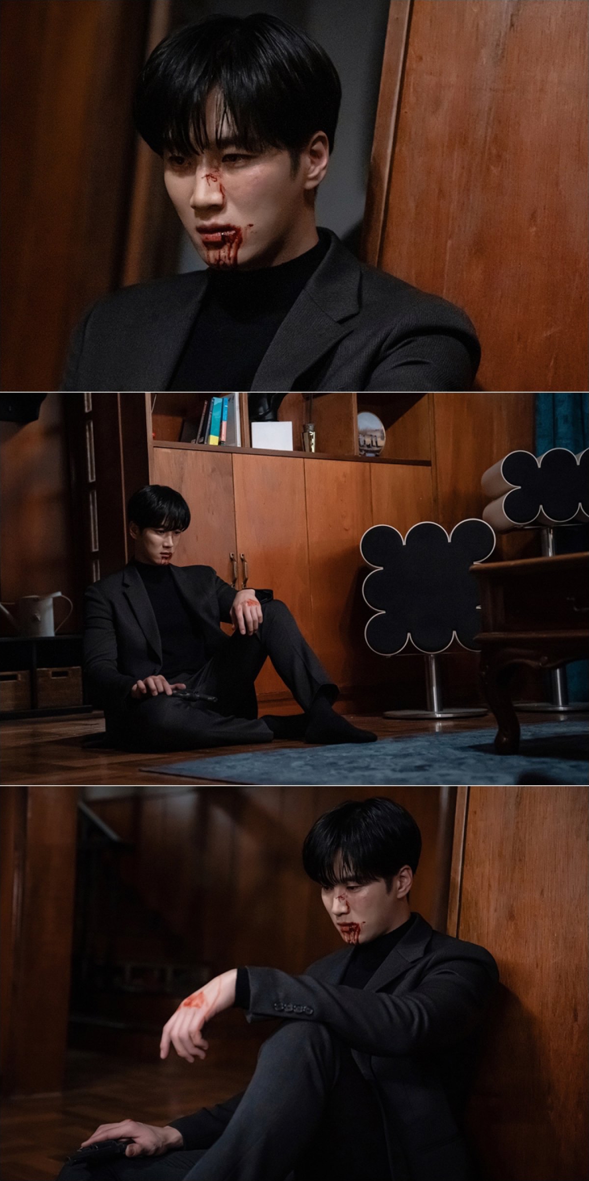 Ahn Bo Hyun Holds A Gun While Covered In Blood In “Flex X Cop” Season Finale