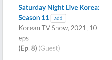 Saturday Night Live Korea: Season 11 episode 8